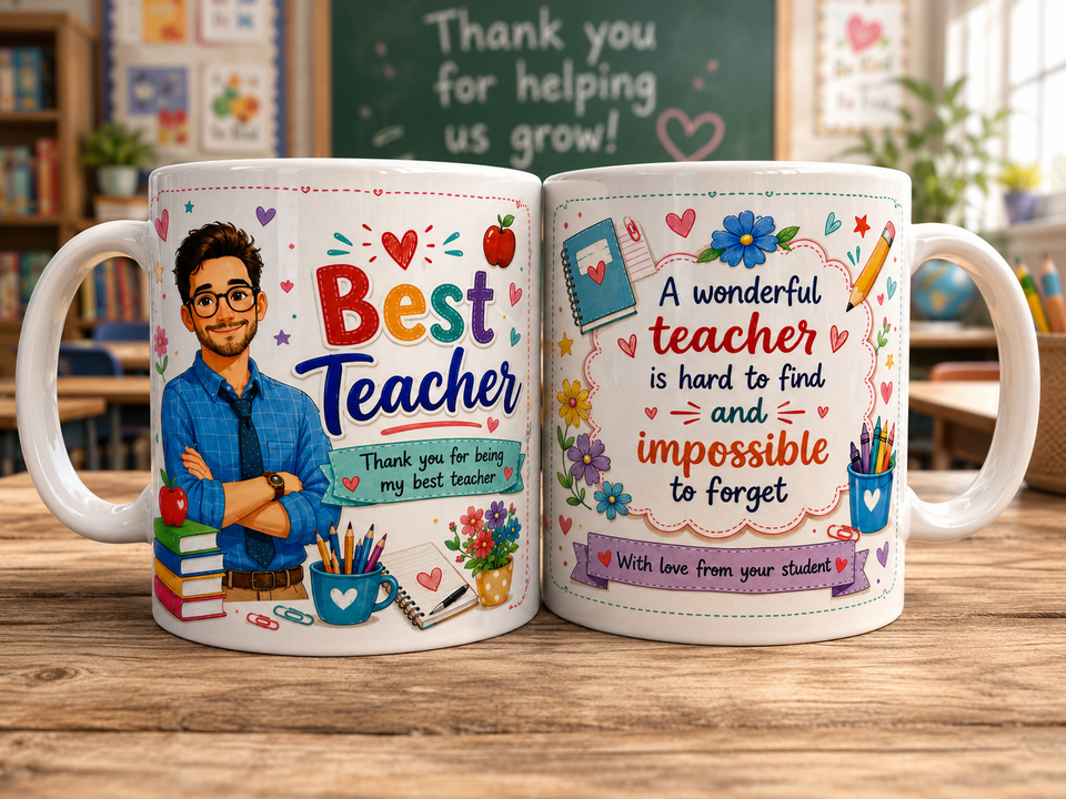 Best Teacher Thank You Mug - Male Teacher