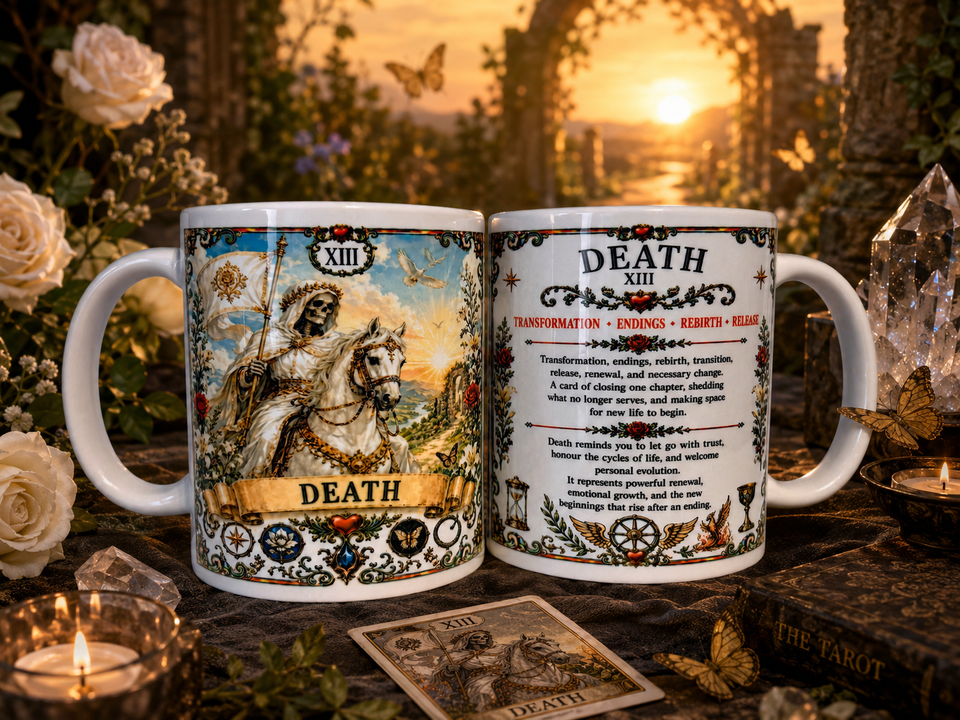 Death Tarot Card Mug - Rebirth Spiritual Tarot Gift Cup