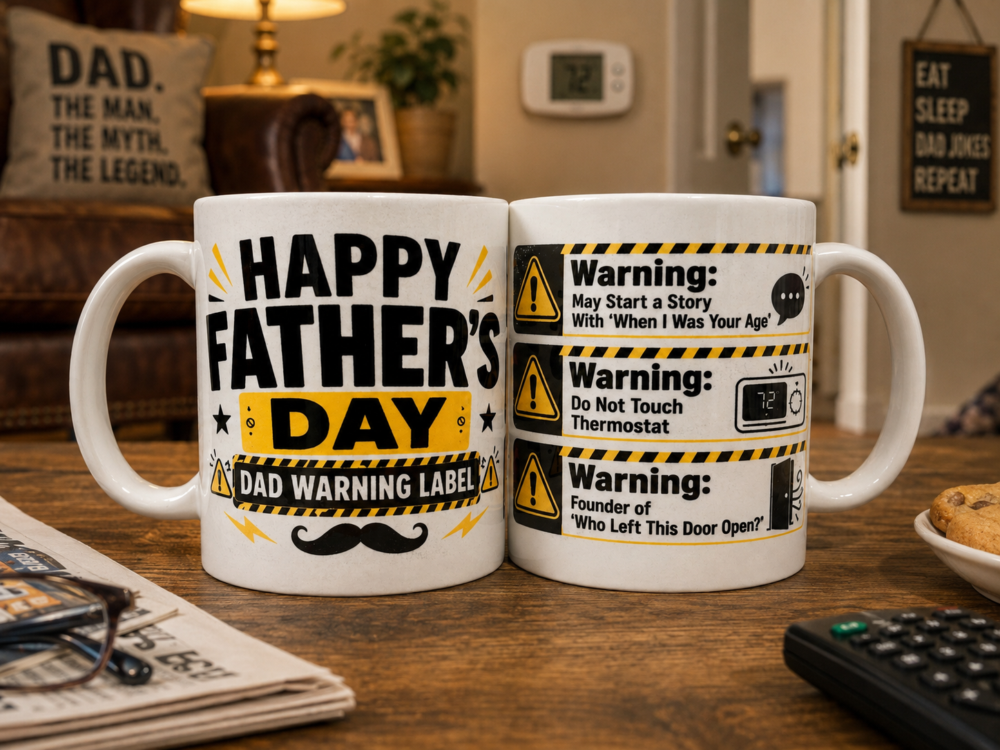 Happy Fathers Day Mug - Funny Warning Dad