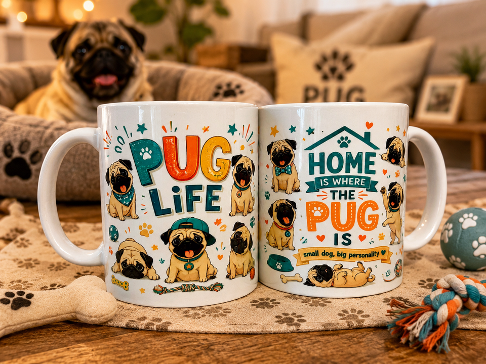 I Love Pugs Mug - Pug Life