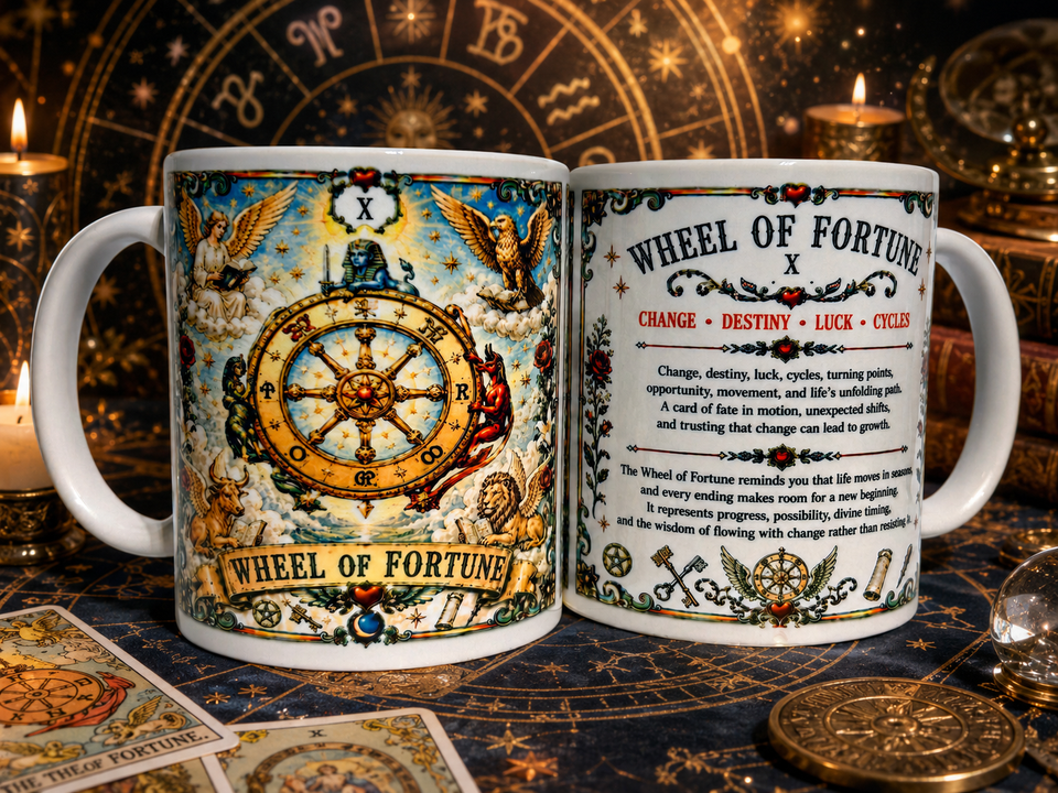Wheel of Fortune Tarot Mug - Change Destiny Luck Spiritual Gift Cup