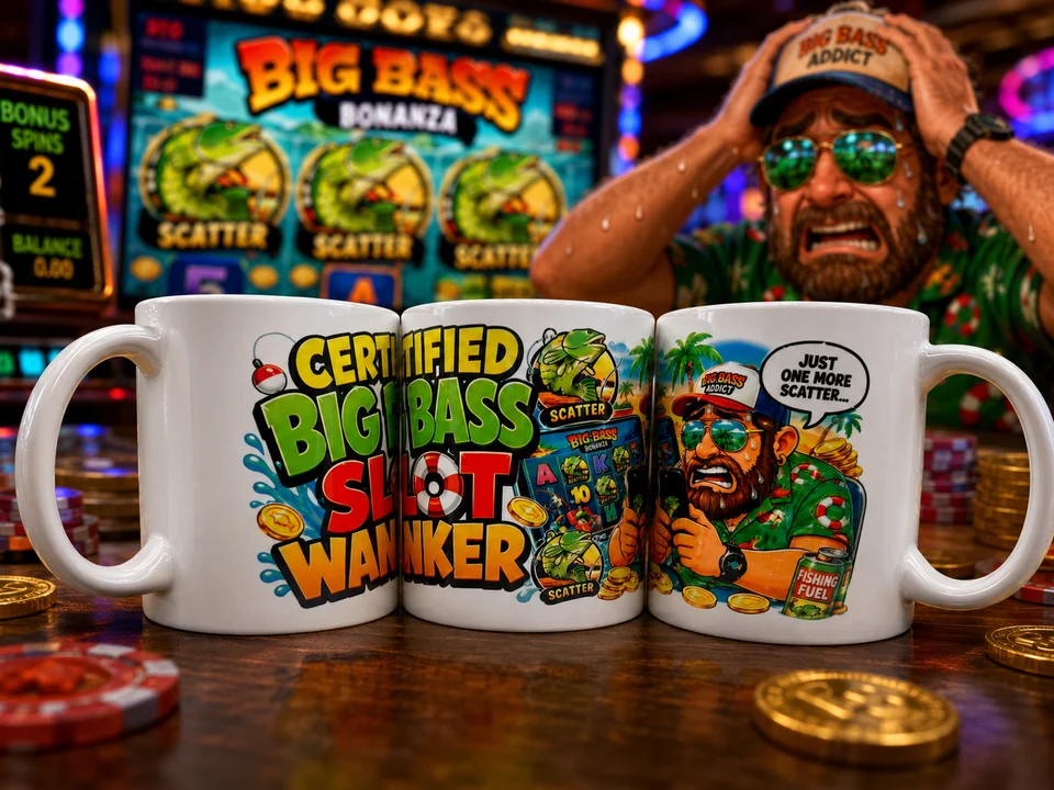 Big Bass Slots Gambling Mug - Slot Machines Gift Jokes