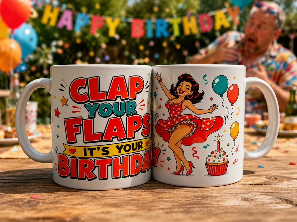 Clap Your Flaps - Funny Happy Birthday Mug - Funny Birthday Gifts