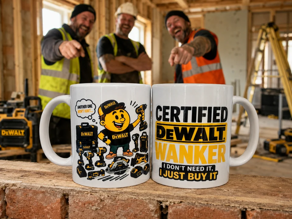 Funny Dewalt Gift Wanker Mug - Drill, Circular Saw, Gift Mug
