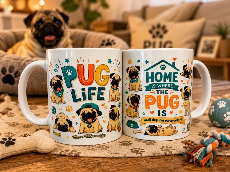 Pug Life Gift Mug - Pug Lover Mug Cup - I Love Pugs