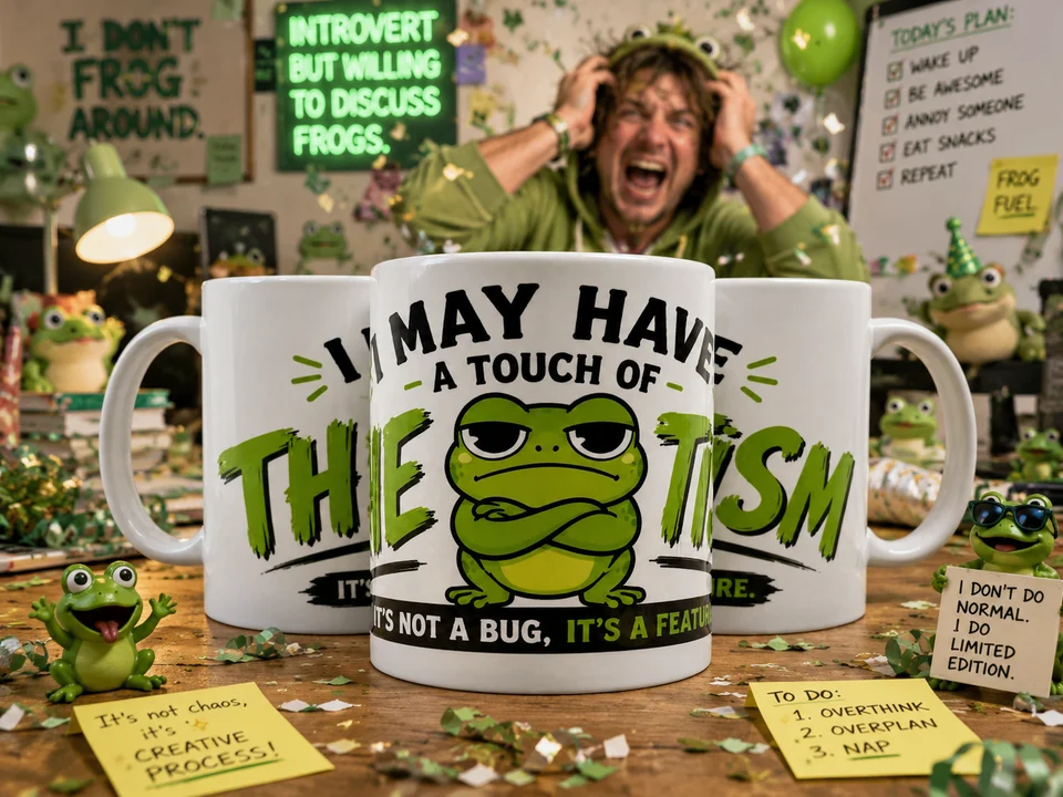 Touch Of The Tism Frog Mug - Funny Introvert Gifts