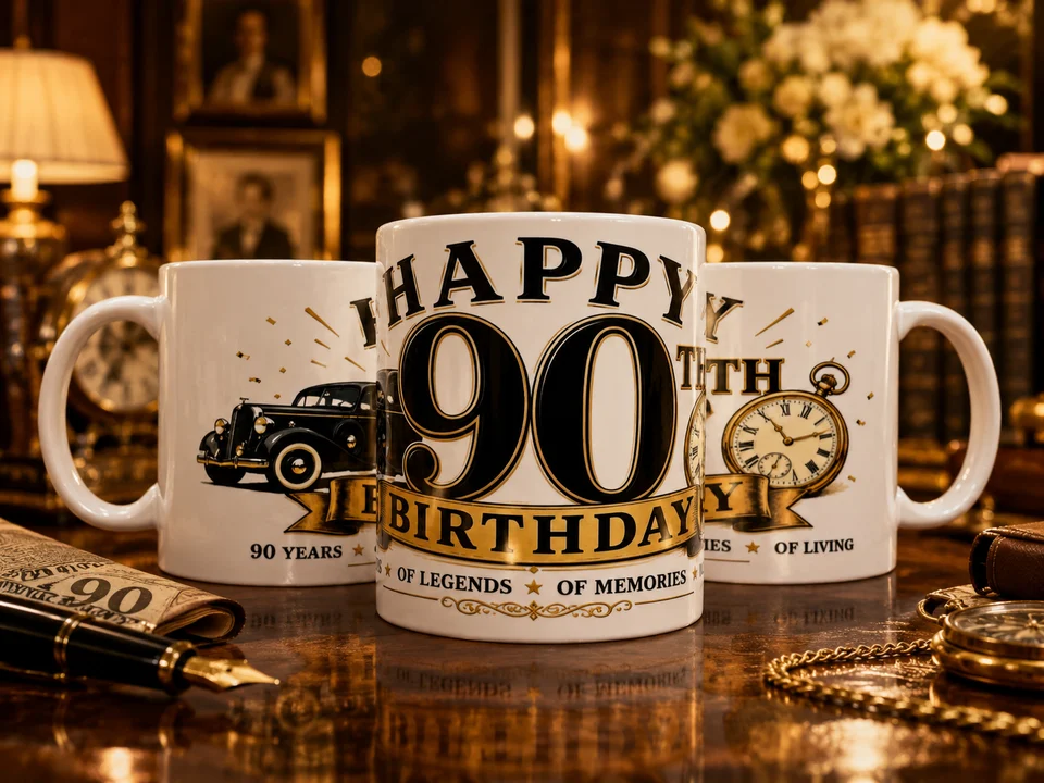 90th Birthday Mug - Happy 90th Dad, Grandad Gifts