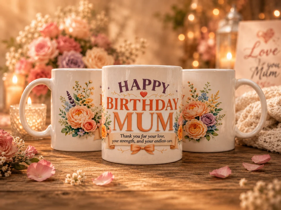 Happy Birthday Mum Mug - Floral Mum Mug