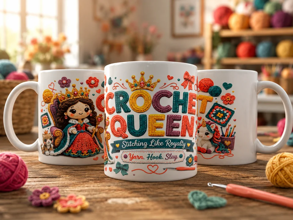Crochet Queen Mug - Crochet Gifts