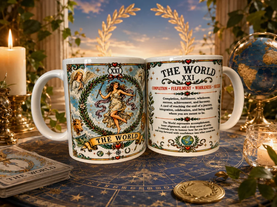 The World Tarot Card Mug - Spiritual Crystal Magical Gifts