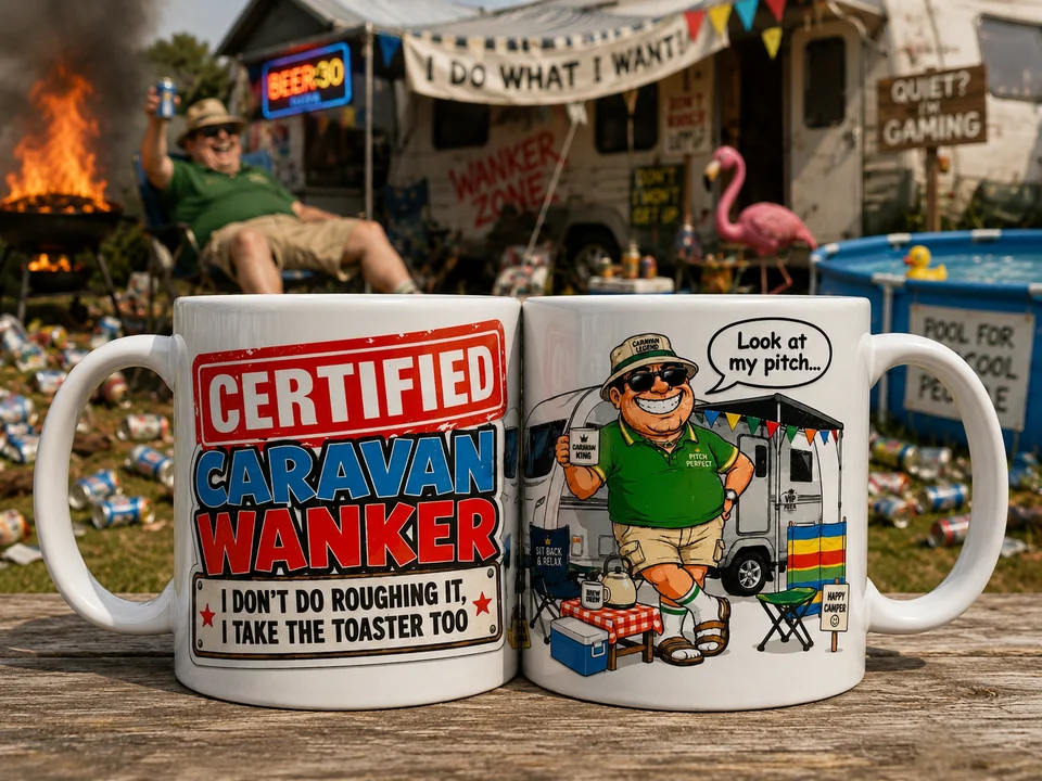 Funny Caravan Wanker Mug - Certified Caravan Gift
